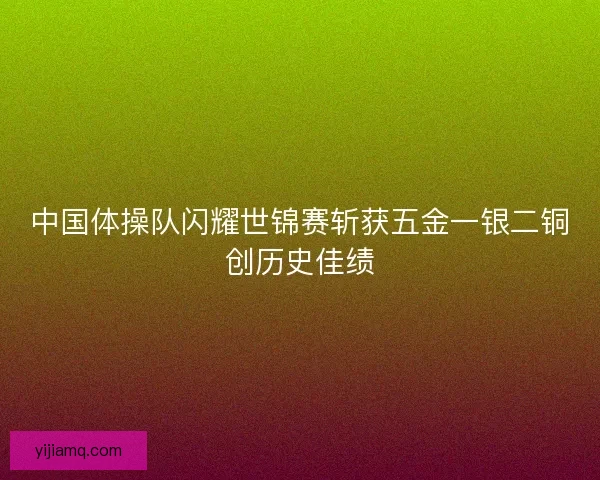 中国体操队闪耀世锦赛斩获五金一银二铜创历史佳绩